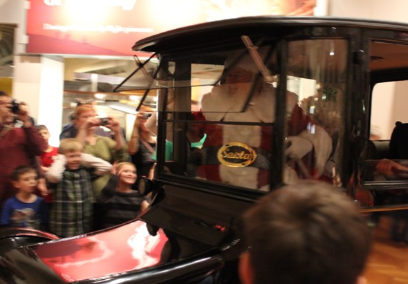 santa and a kids head