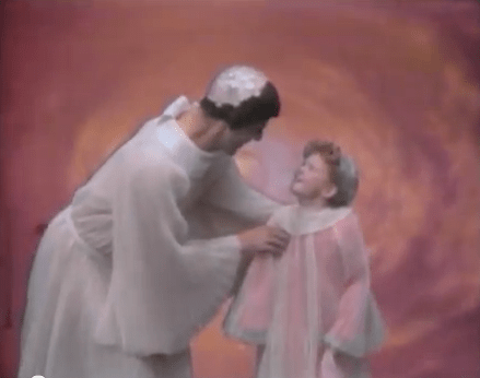 Herman Munster welcomes Jody to Heaven just before they board the chariot bathtub to the shop of halos.